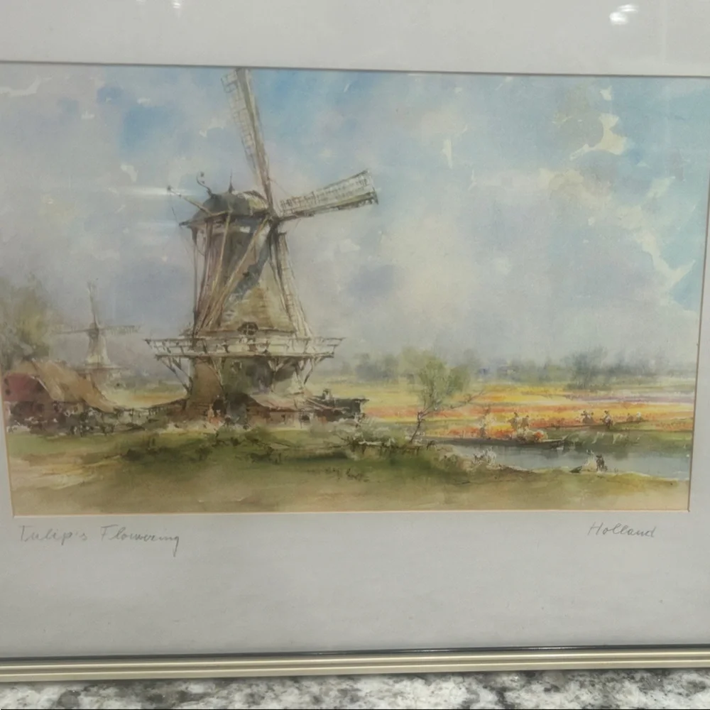 Framed Landscape Watercolor Art - Picture 2 of 5